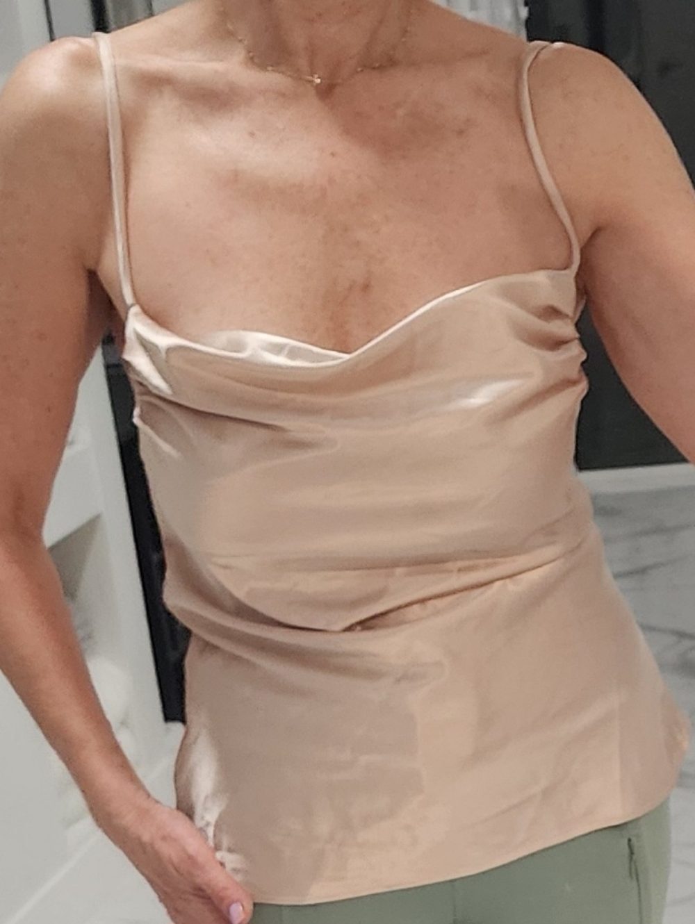 LG Satin Cowl Neck Camisole in Nude Blush